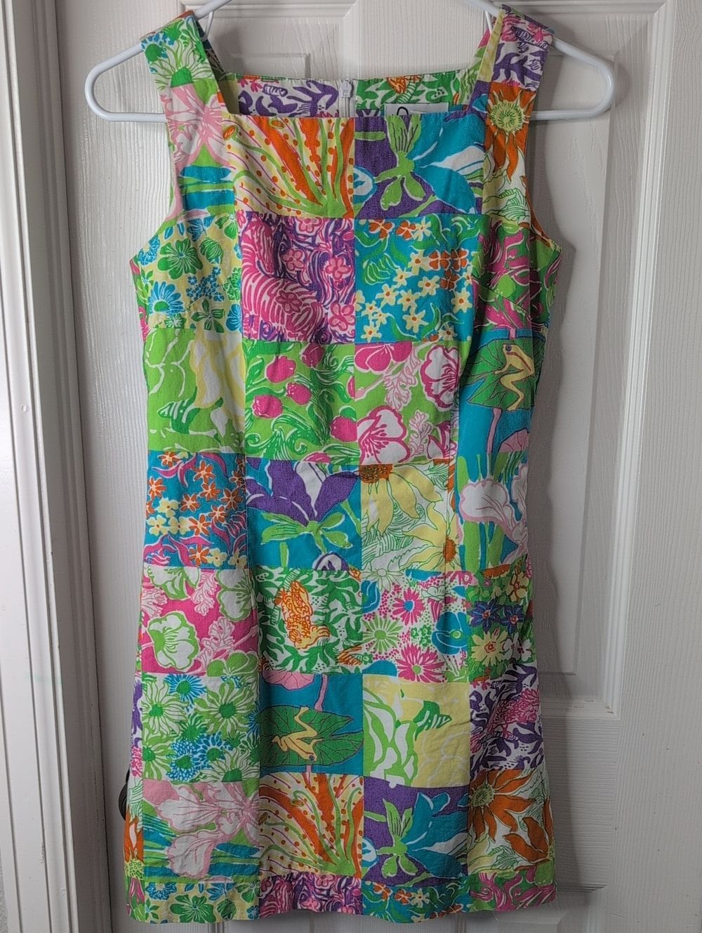 Lilly Pulitzer 100% Cotton Multicolor Patchwork Floral Tank Dress Size 4